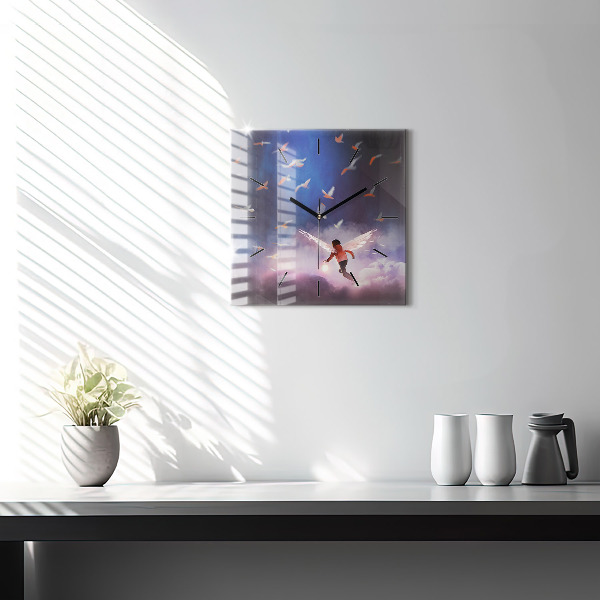 Reloj cuadrado Niño con alas