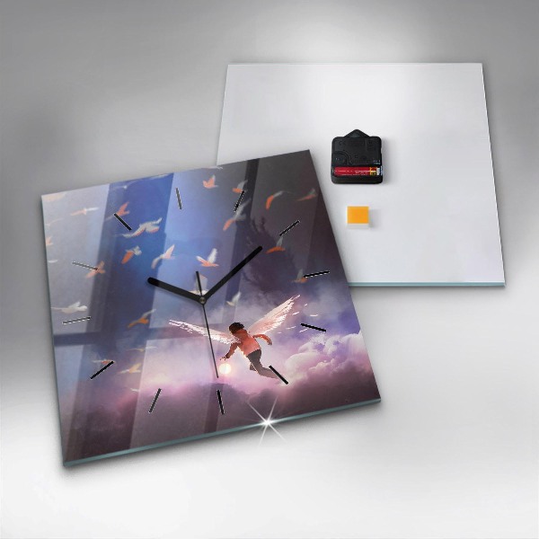 Reloj cuadrado Niño con alas