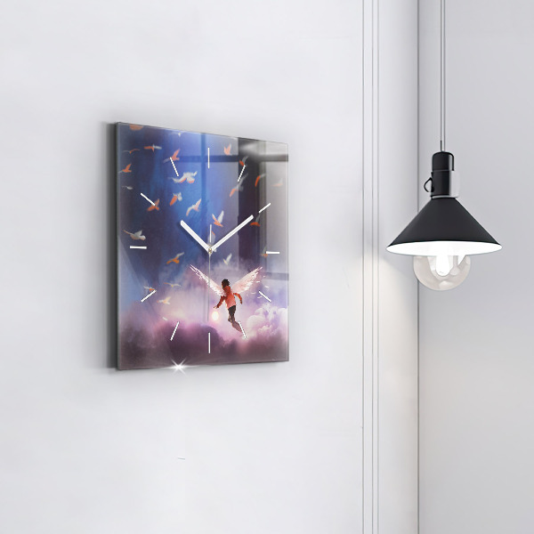 Reloj cuadrado Niño con alas