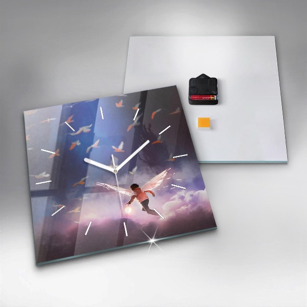 Reloj cuadrado Niño con alas