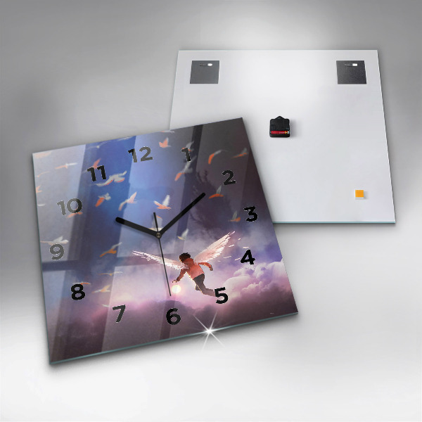 Reloj cuadrado Niño con alas