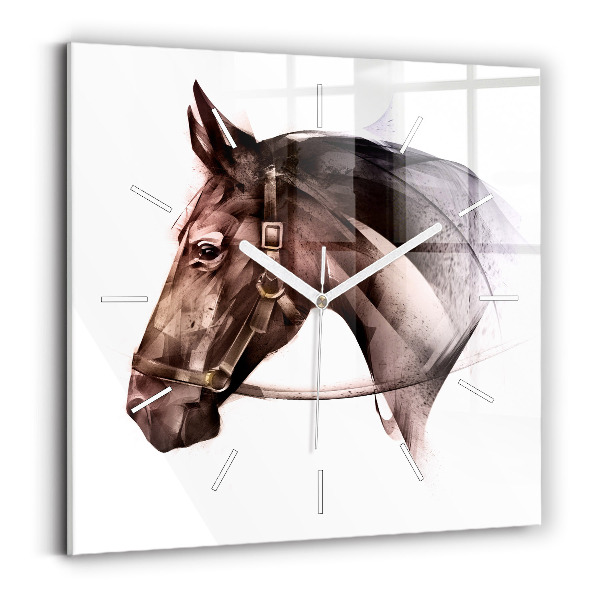 Reloj de pared cuadrado Perfil pintado de un caballo
