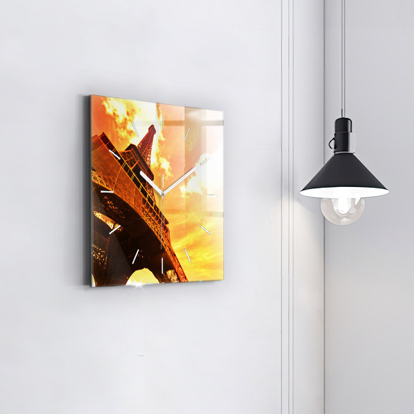 Reloj de pared cuadrado Torre Eiffel en París