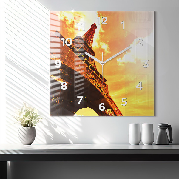 Reloj de pared cuadrado Torre Eiffel en París