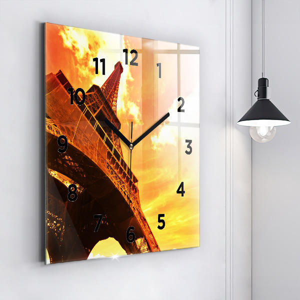 Reloj de pared cuadrado Torre Eiffel en París
