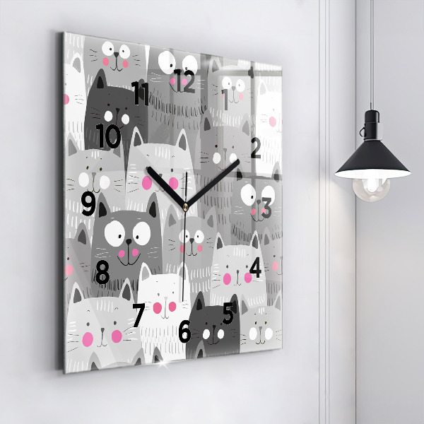 Reloj de pared cuadrado Patrón con gatos