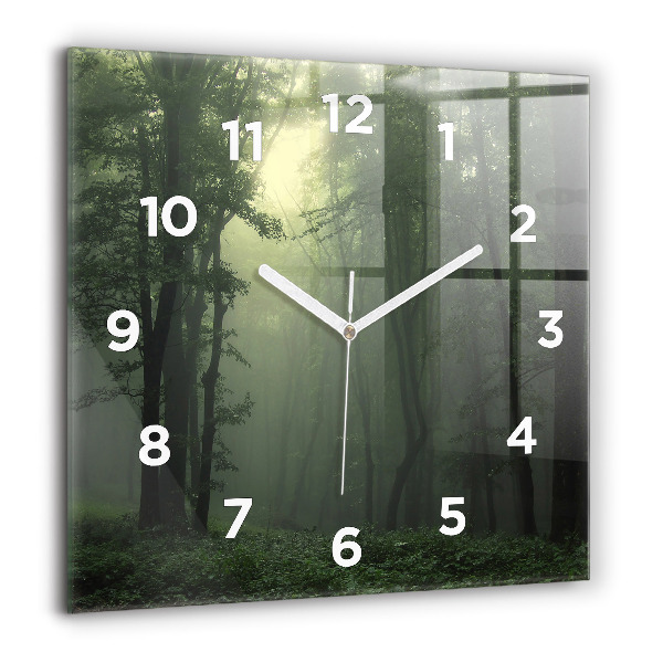 Reloj de pared cuadrado Bosque brumoso por la mañana