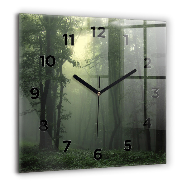 Reloj de pared cuadrado Bosque brumoso por la mañana