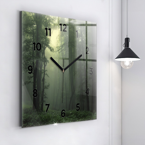Reloj de pared cuadrado Bosque brumoso por la mañana