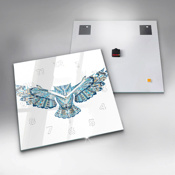 Reloj de pared cuadrado Búho en vuelo