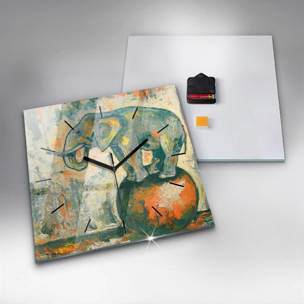 Reloj cuadrado Postura del elefante pintado