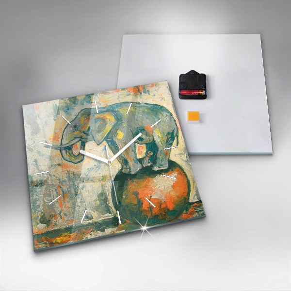 Reloj cuadrado Postura del elefante pintado