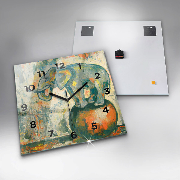 Reloj cuadrado Postura del elefante pintado