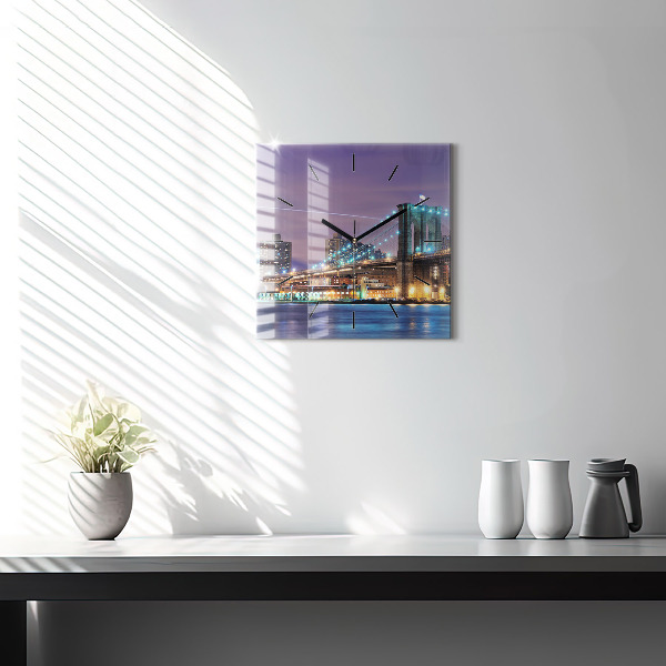 Reloj de pared cuadrado Puente de Brooklyn y East River