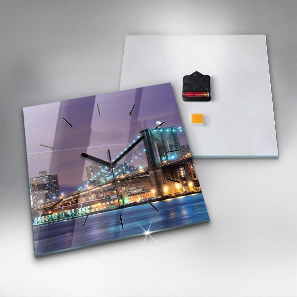 Reloj de pared cuadrado Puente de Brooklyn y East River