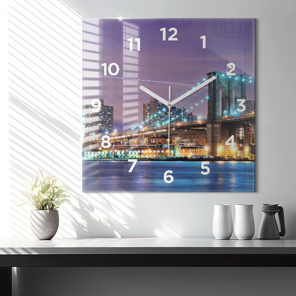 Reloj de pared cuadrado Puente de Brooklyn y East River