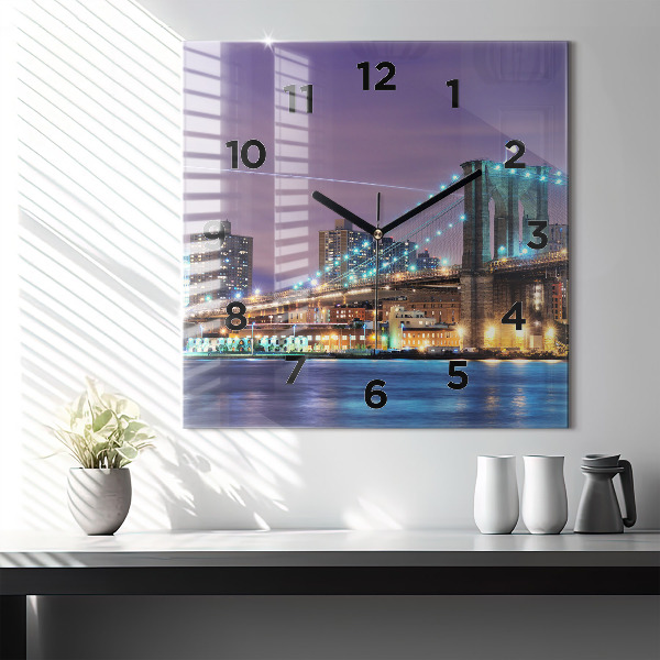 Reloj de pared cuadrado Puente de Brooklyn y East River