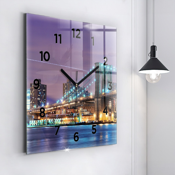 Reloj de pared cuadrado Puente de Brooklyn y East River