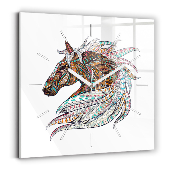 Reloj de pared cuadrado Ilustración de un caballo