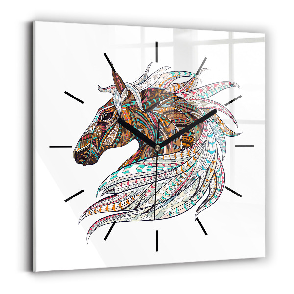 Reloj de pared cuadrado Ilustración de un caballo