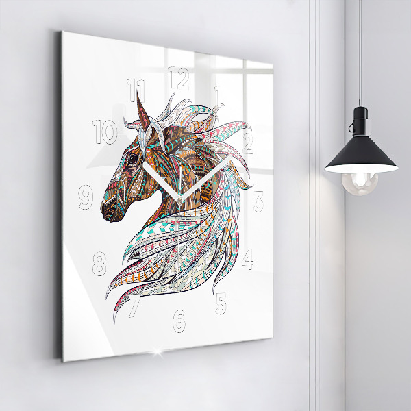 Reloj de pared cuadrado Ilustración de un caballo