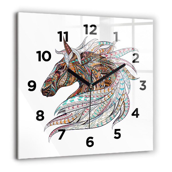 Reloj de pared cuadrado Ilustración de un caballo