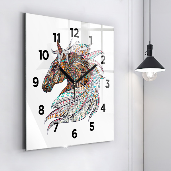 Reloj de pared cuadrado Ilustración de un caballo
