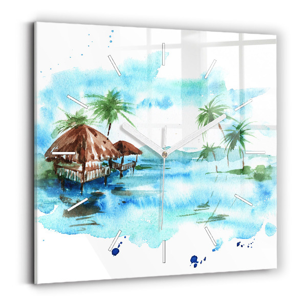 Reloj de pared cuadrado Cuadro isla desierta