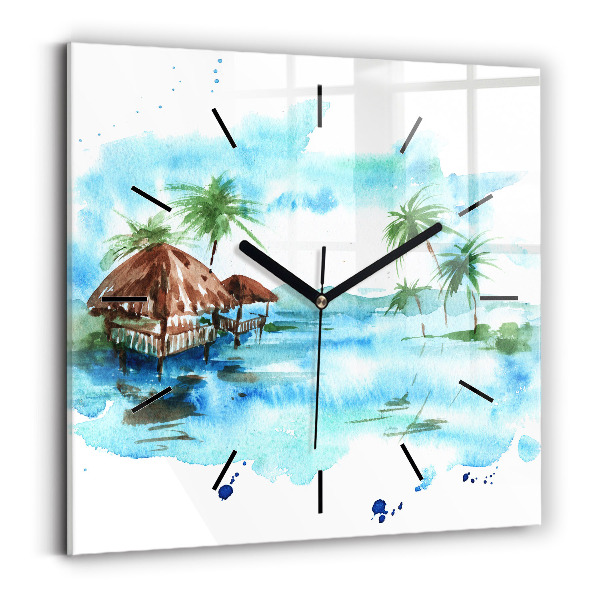 Reloj de pared cuadrado Cuadro isla desierta