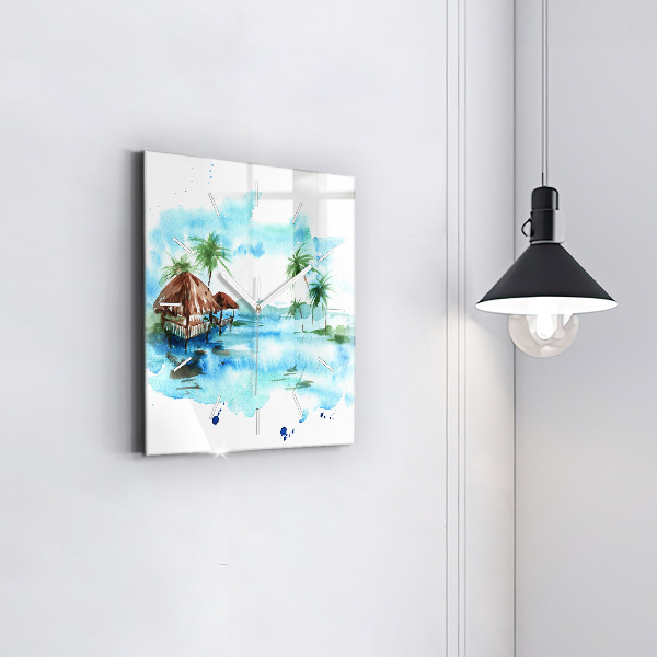 Reloj de pared cuadrado Cuadro isla desierta