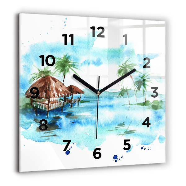 Reloj de pared cuadrado Cuadro isla desierta