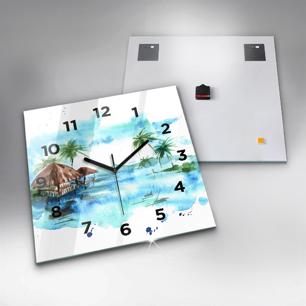 Reloj de pared cuadrado Cuadro isla desierta