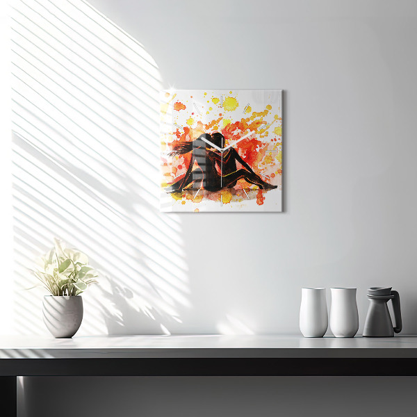 Reloj cuadrado Amor y una pareja de enamorados