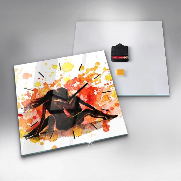 Reloj cuadrado Amor y una pareja de enamorados