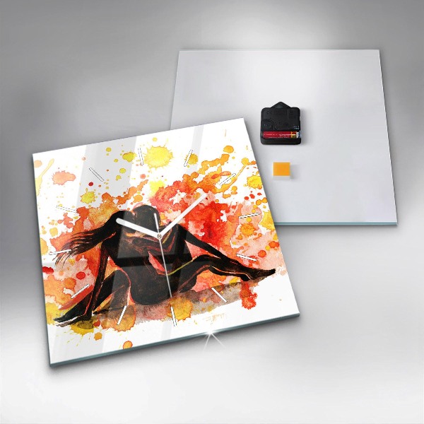 Reloj cuadrado Amor y una pareja de enamorados