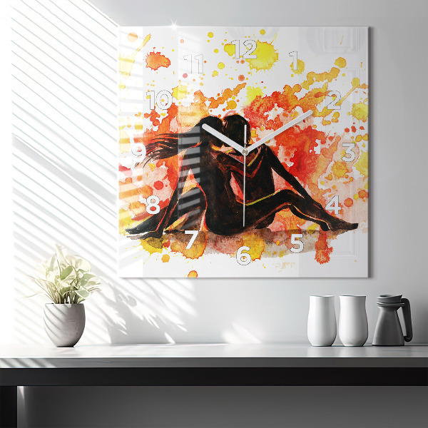 Reloj cuadrado Amor y una pareja de enamorados