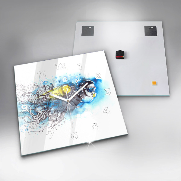 Reloj cuadrado Vida submarina de peces