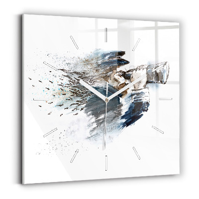 Reloj de pared cuadrado Capitán de barco con prismáticos