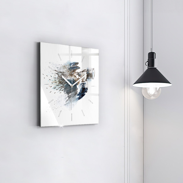 Reloj de pared cuadrado Capitán de barco con prismáticos