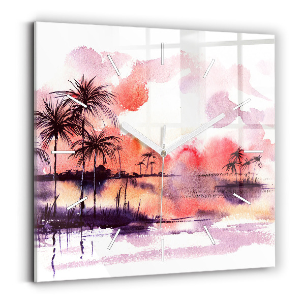 Reloj de pared cuadrado Paisaje tropical