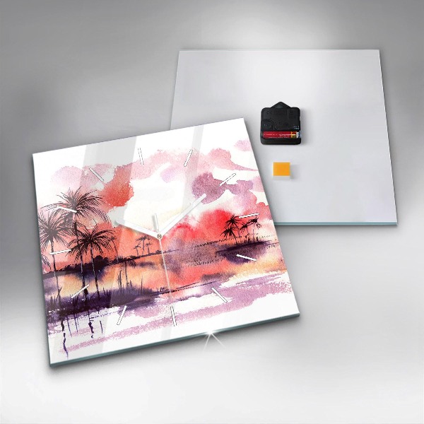 Reloj de pared cuadrado Paisaje tropical