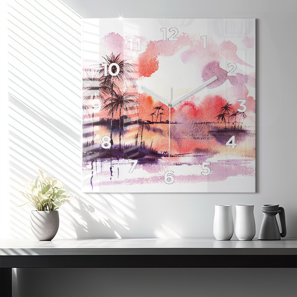 Reloj de pared cuadrado Paisaje tropical
