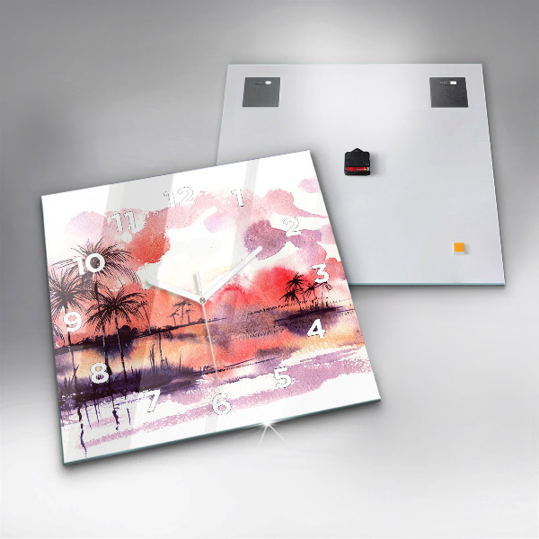 Reloj de pared cuadrado Paisaje tropical