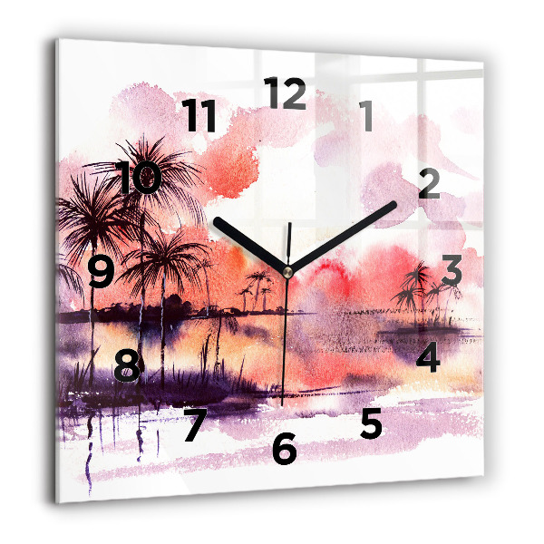 Reloj de pared cuadrado Paisaje tropical