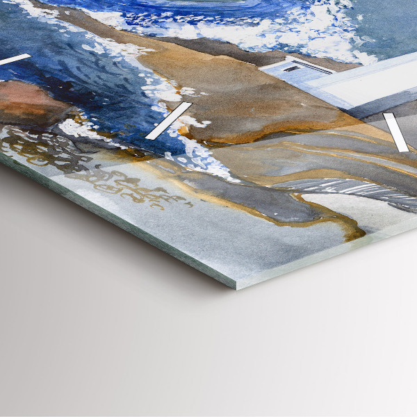 Reloj de pared cuadrado Mar y faro