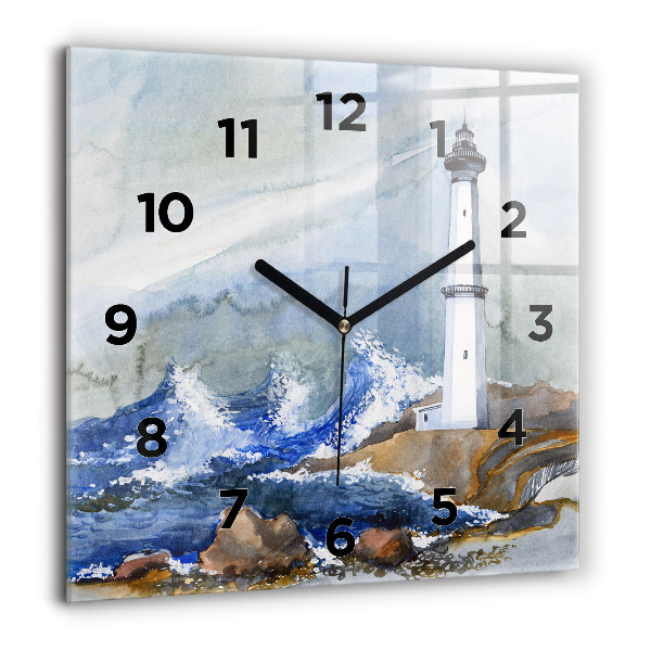 Reloj de pared cuadrado Mar y faro