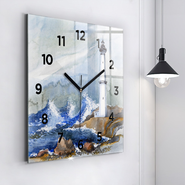 Reloj de pared cuadrado Mar y faro