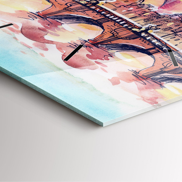 Reloj de pared cuadrado Paisaje pintado de París