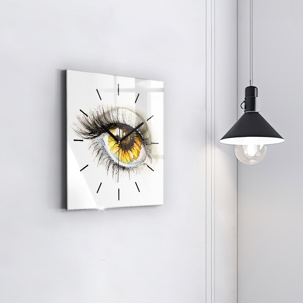 Reloj de pared cuadrado Girasol en el ojo