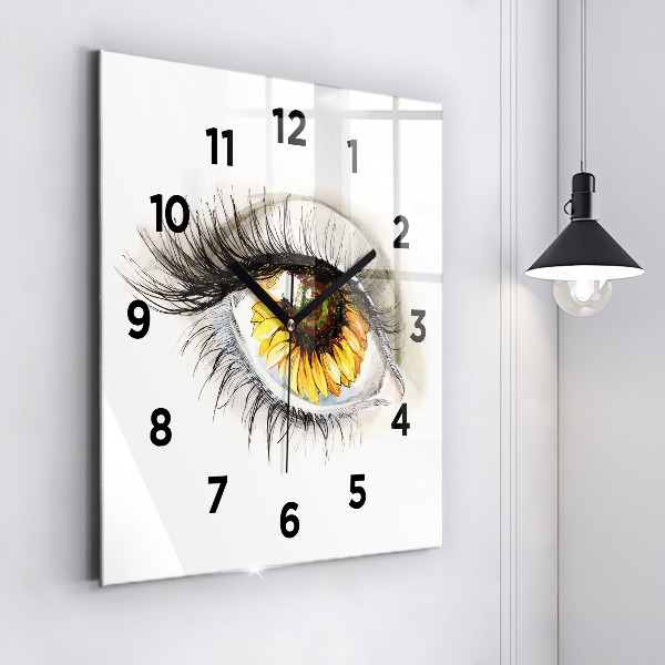 Reloj de pared cuadrado Girasol en el ojo